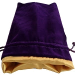 Dice Bag Large Purple Velvet with Gold Satin Lining