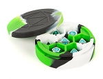 Silicone Round Dice Case: Green/Black/White
