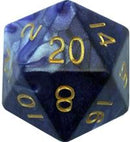 Metallic Dice Games: 35mm Mega D20 - Blue and White with Gold