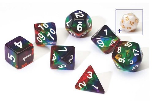 Dice Set - Rainbow Transparent Layered Resin