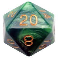 Metallic Dice Games: 35mm Mega D20 - Green and Light Green with Gold
