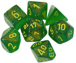 Chessex 7-Die Polyhedral Set - Borealis  (Maple Green/yellow)