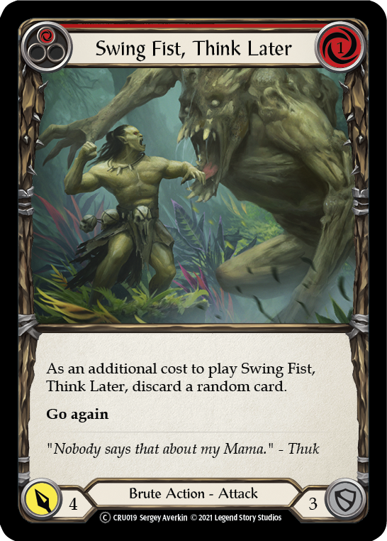 Swing Fist, Think Later (Red) [U-CRU019-RF] (Crucible of War Unlimited)  Unlimited Rainbow Foil