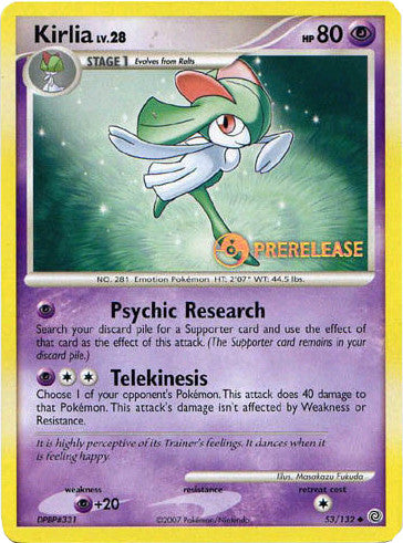 Kirlia (53/132) (Prerelease Promo) [Diamond & Pearl: Black Star Promos Kirlia (53/132) (Prerelease Promo) [Diamond & Pearl: Black Star Promos