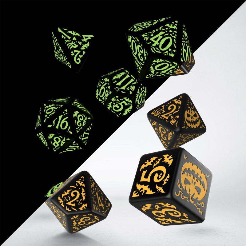 Halloween Pumpkin Dice Set - Black & Glow in the Dark