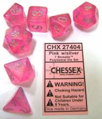 Borealis Pink w/silver Signature Polyhedral 7-Die Set
