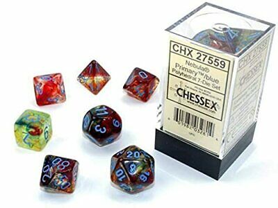 Chessex 7 Die Set - Nebula Primary/blue, Polyhedral 7-Die Set