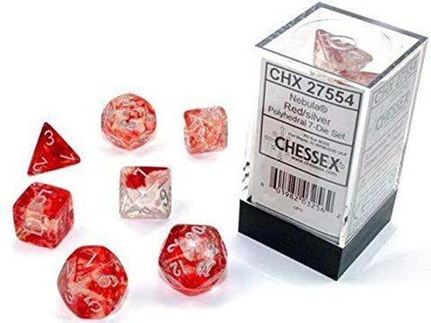 Chessex 7-Die Set Nebula Luminary: Red/Silver