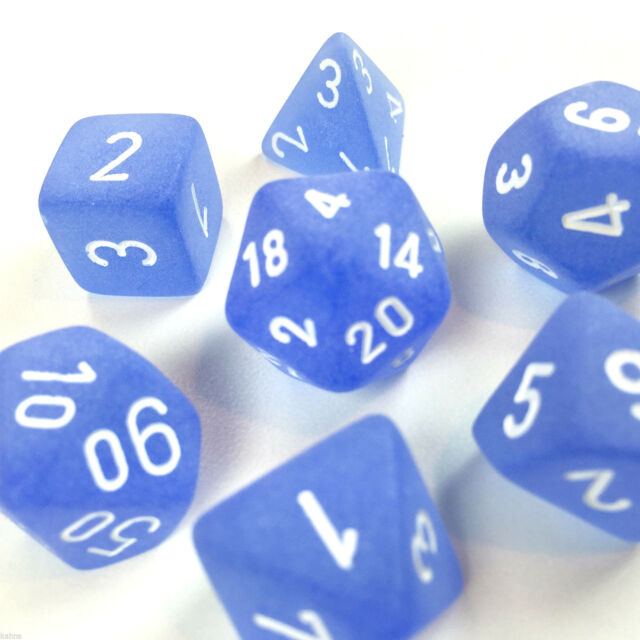 Chessex 7-Die Polyhedral Set - Frosted (Blue/White)